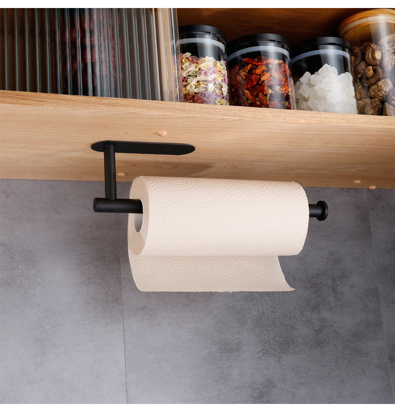 Stainless steel wall mounted punch free kitchen bathroom toile paper holder shelf towel bar storage rack