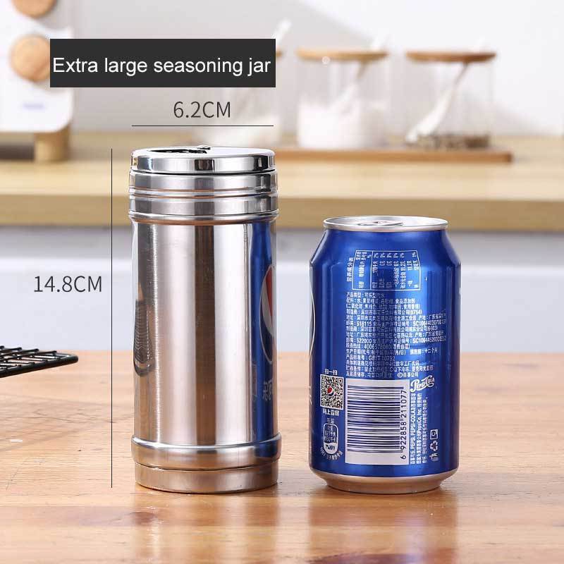 Wholesale stainless steel rotating lid spice shaker multi function cooking barbecue BBQ pepper salt seasoning storage jar bottle