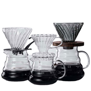 Wholesale household borosilicate heat-resistant glass handmade coffee maker tea pot kettle mug dripper coffee server set