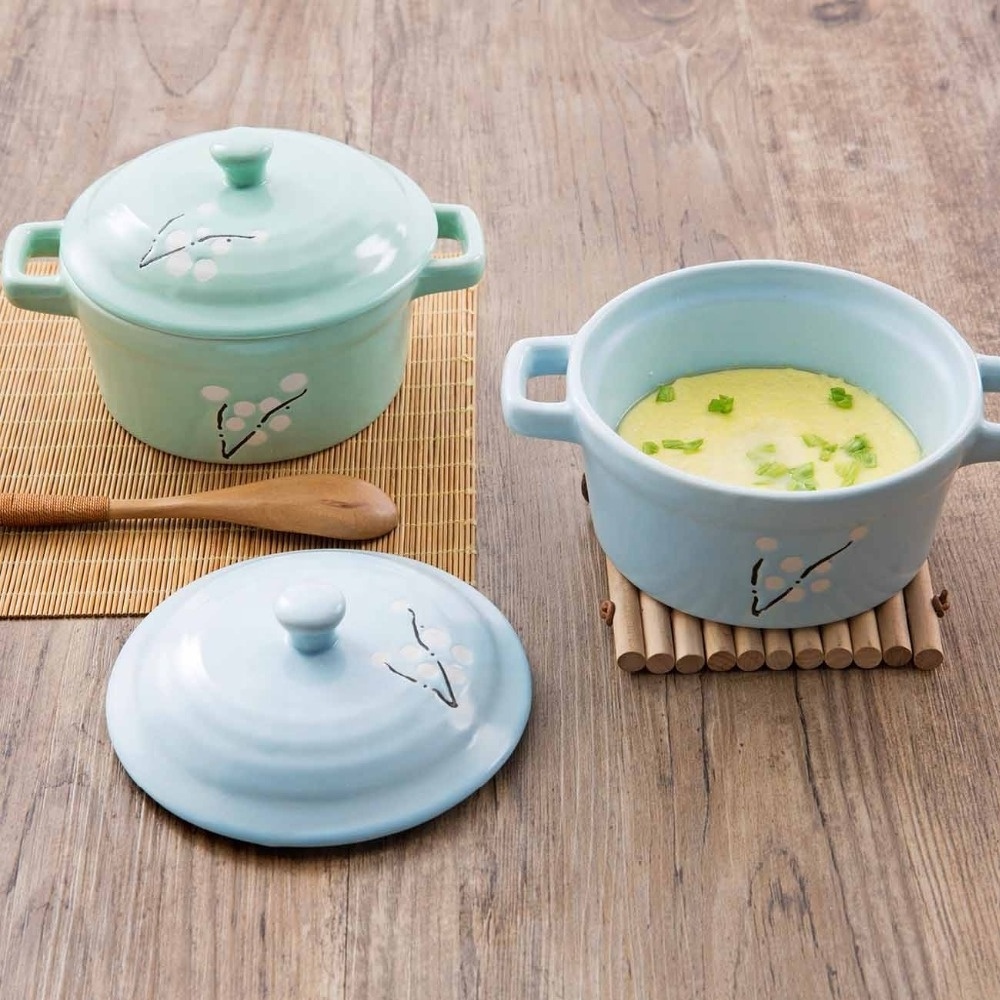 Mini Ceramic Casserole Soup Pot with Handle Ceramic Cookware Cooking Pot Milk Egg Stew Pan Kitchen Pots