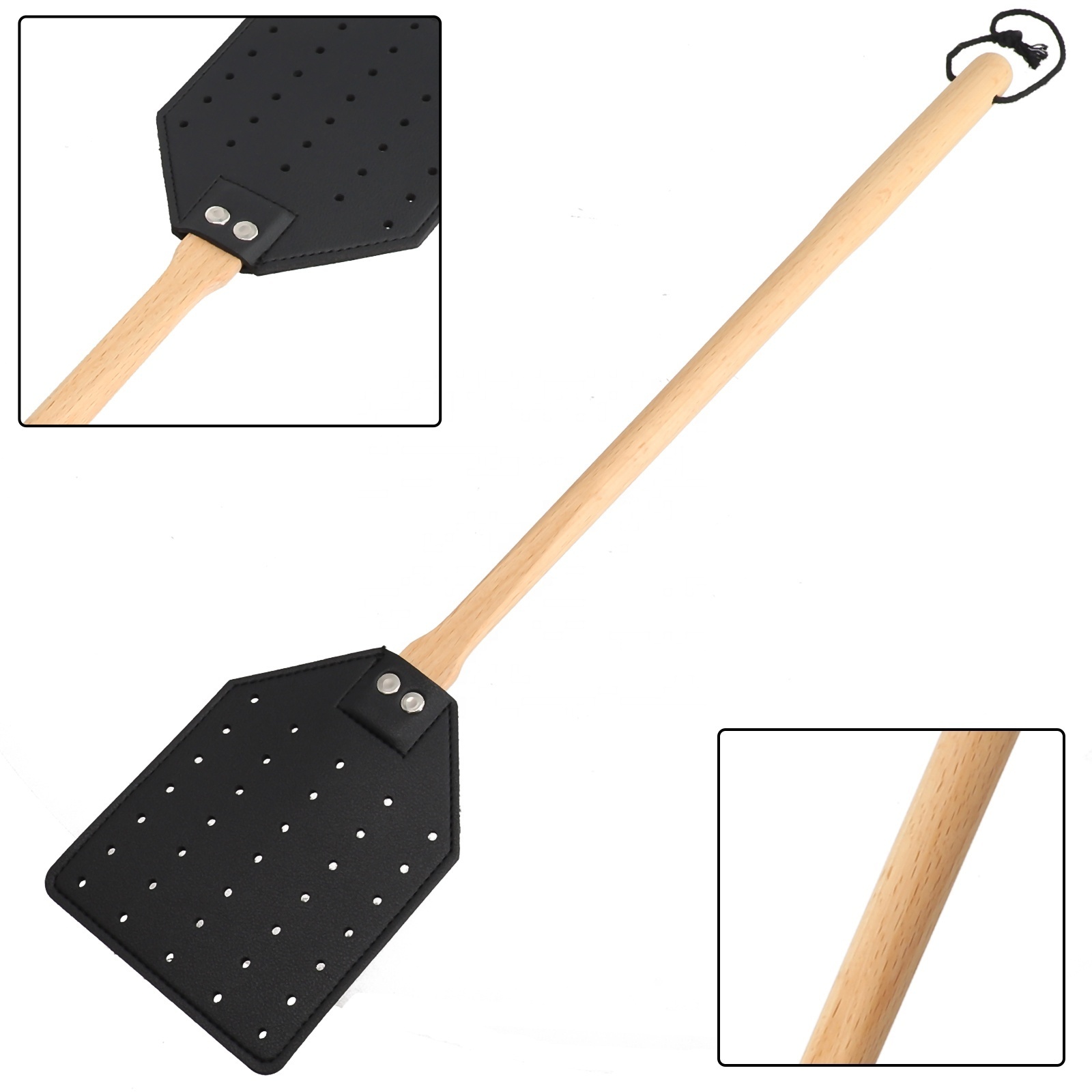 Leather Fly Swatter Long Handle Reliable Wildlife 1pcs Accessories Beech Wood Bug For Ind Heavy Duty Brand New