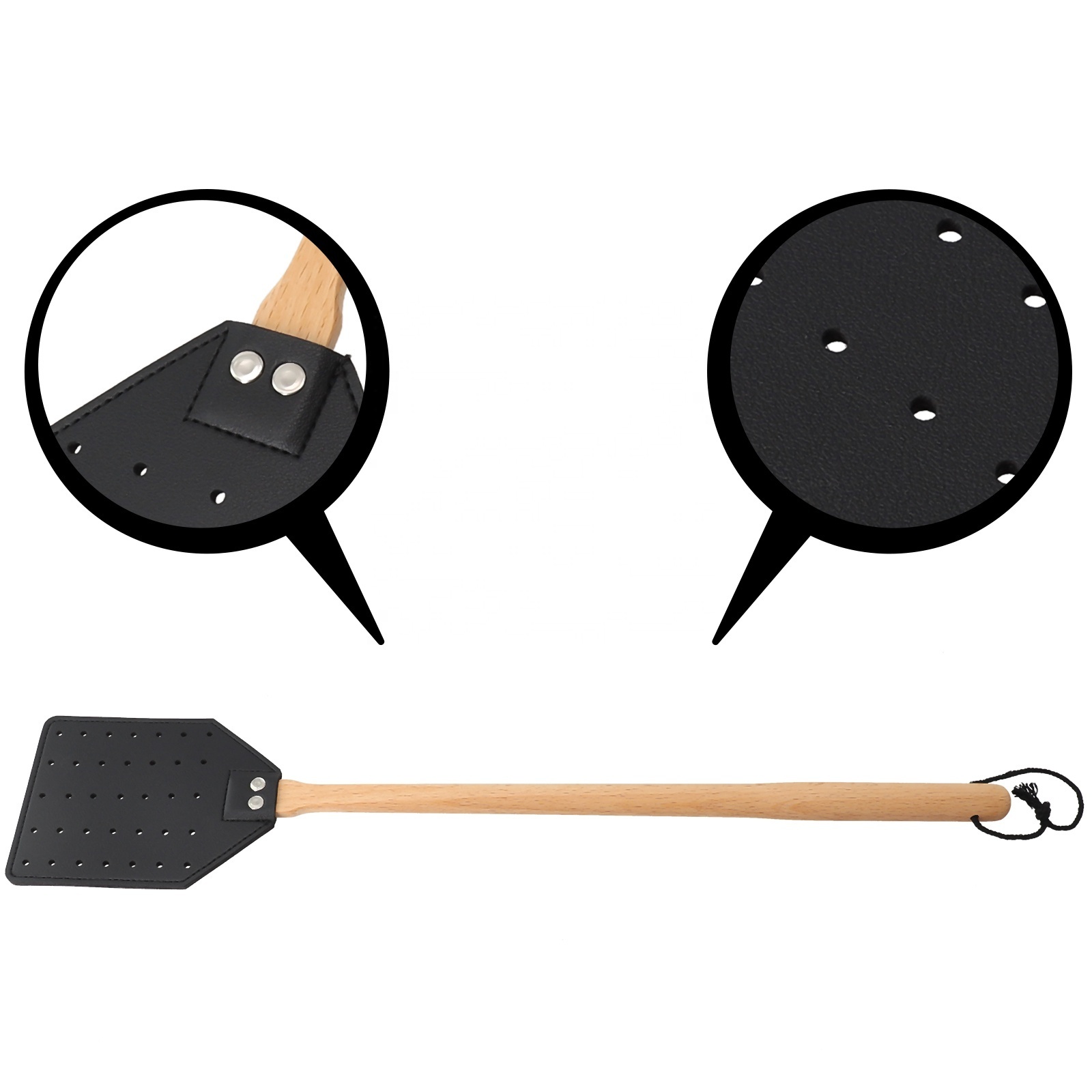 Leather Fly Swatter Long Handle Reliable Wildlife 1pcs Accessories Beech Wood Bug For Ind Heavy Duty Brand New