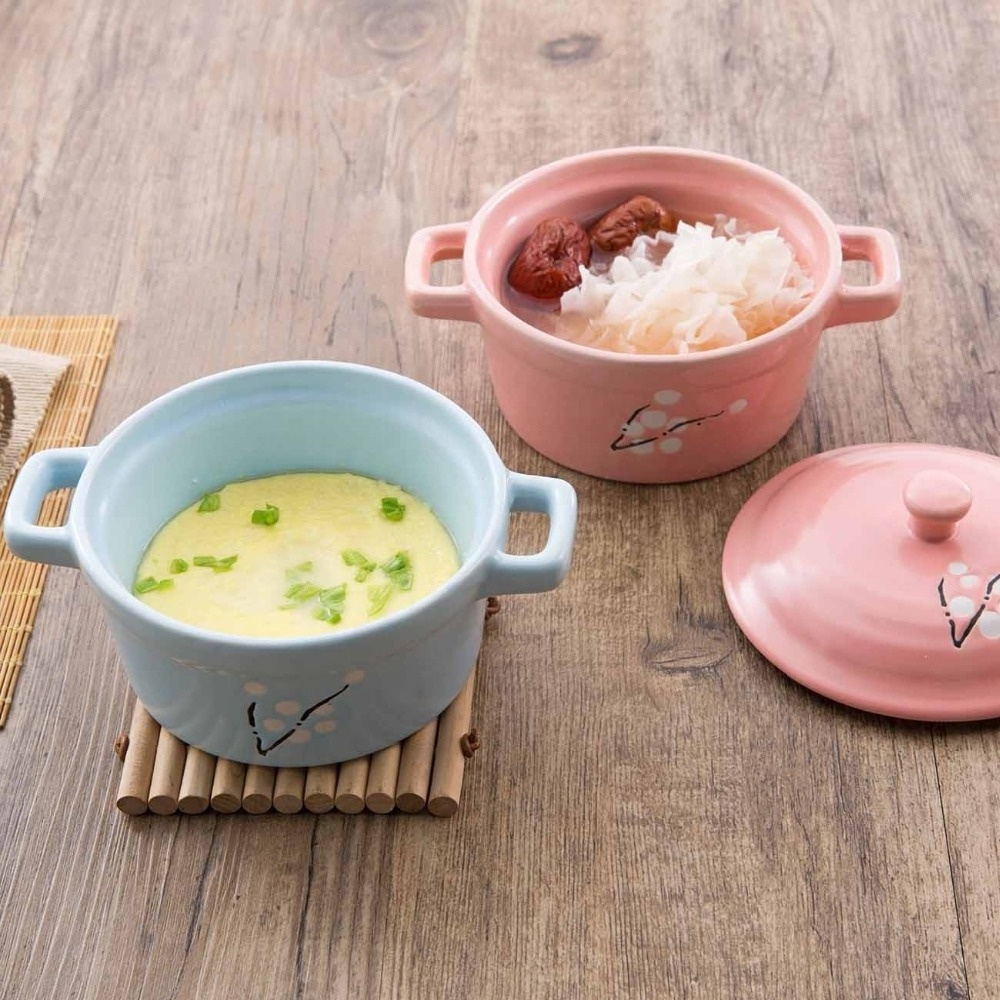 Mini Ceramic Casserole Soup Pot with Handle Ceramic Cookware Cooking Pot Milk Egg Stew Pan Kitchen Pots