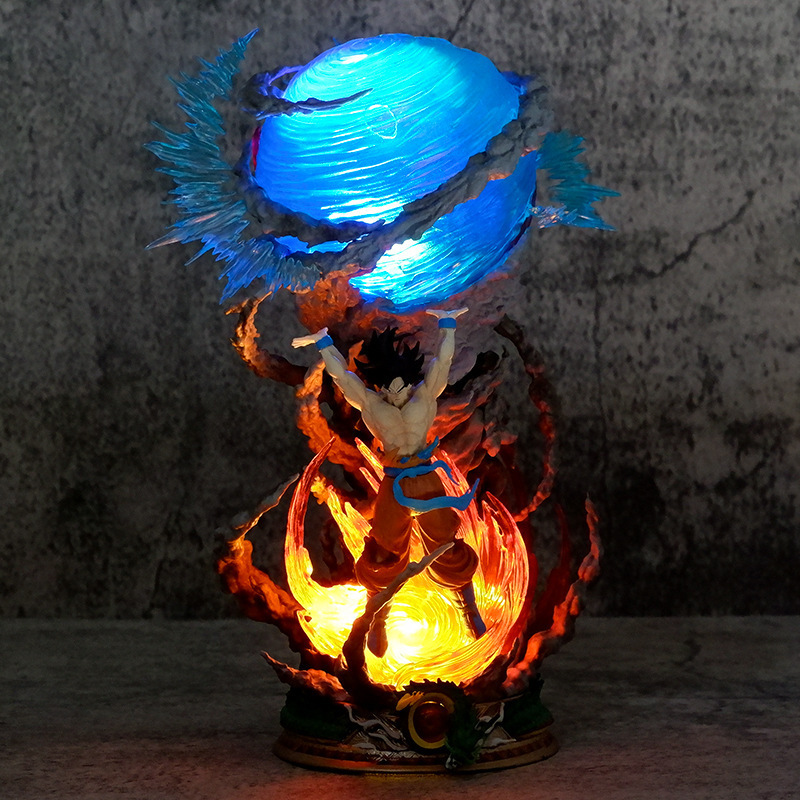 New Product Dragon-Balls Figure QG Spirit Bomb Goku Action Figures PVC Anime Light Up Figurine Kakarotto Statue