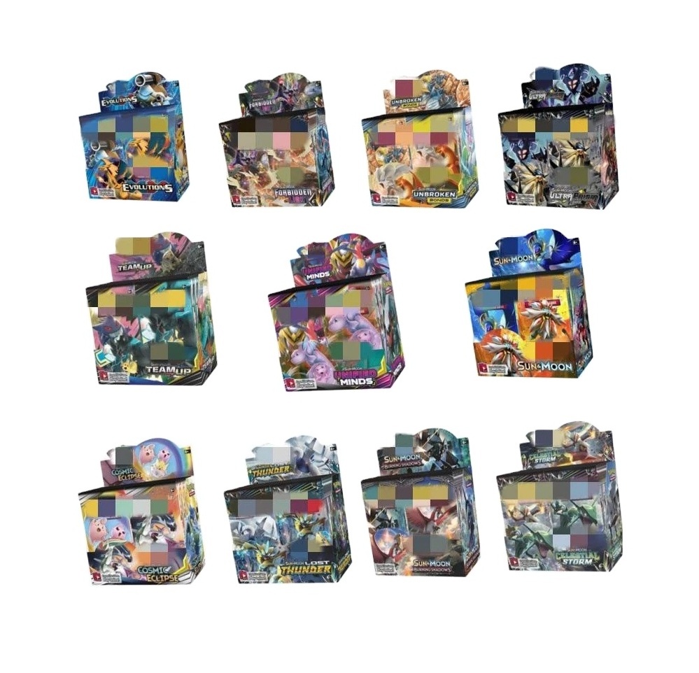 New Pokemoned Booster Card Box 324Pcs/box Pokemoned XY SUN Trading Cards Anime Booster Box Pokemoned Carte Card