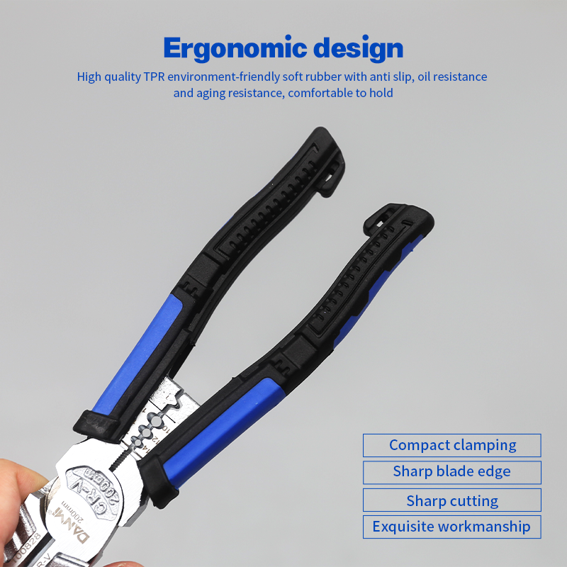 DANMI 8 inches CR-V Combination  Long Nose  Diagonal for Wire Cutting  Cable-cutting Pliers Wire Stripper