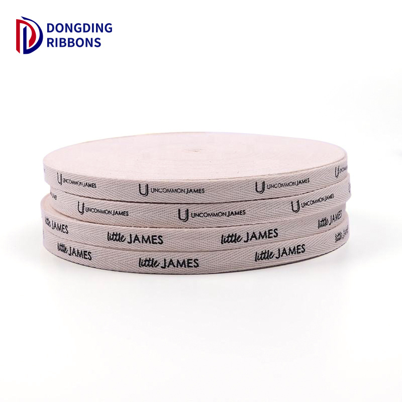 Printing with Logo Printed Gift Ribbon Wholesale Custom Personalized 100% Cotton Ribbon High Quality Screen Black RIBBONS