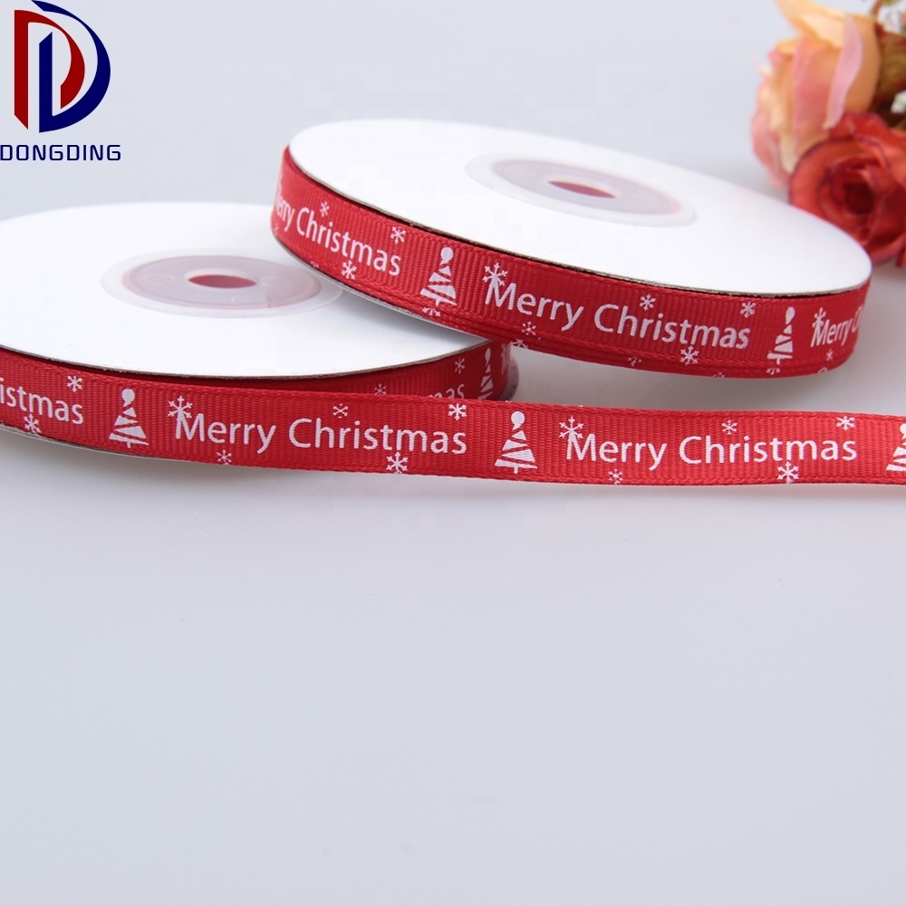 Grosgrain ribbon 10mm wholesale ,gold printing christmas celebrate 100%silk ribbon