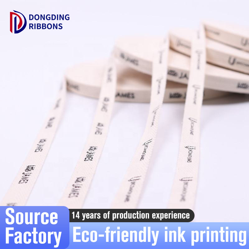 Printing with Logo Printed Gift Ribbon Wholesale Custom Personalized 100% Cotton Ribbon High Quality Screen Black RIBBONS