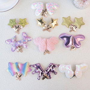 Star/Crown/Heart/Butterfly Shaped Cute Hair Clips Metal Snap Hair Pins Sparkly Hair Styling Accessories for Kids