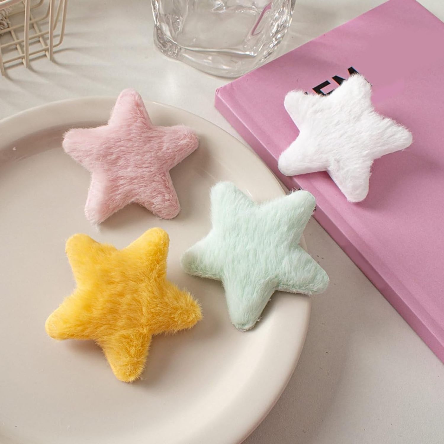 Cute Solid Color Fluffy Fuzzy Soft Star Shape Hair Bobby Pins