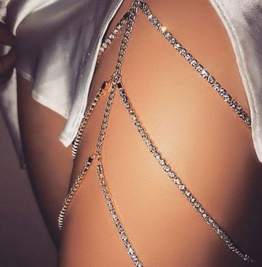 European Hot Sale Fashion Body Chain Single Sexy Diamond Body Chain For Lady