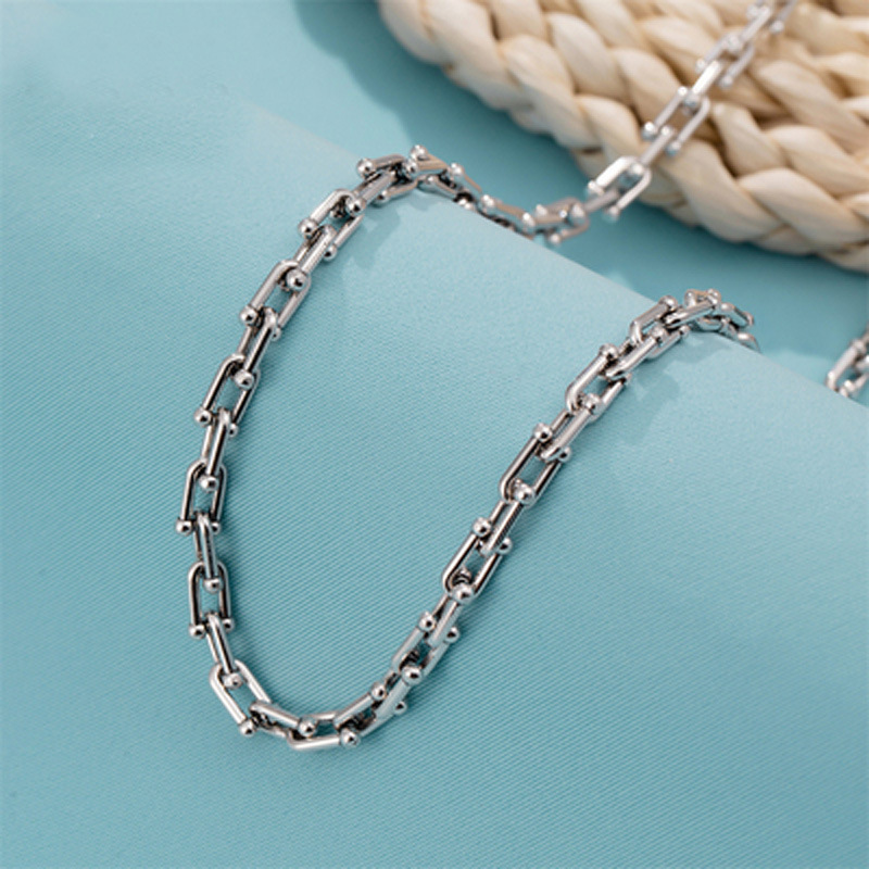 Hot Sale 7mm U Shaped Titanium Steel Chain Necklace Men Wholesale Chunky Horseshoe Chain Stainless Steel Necklace  Chains Bulk