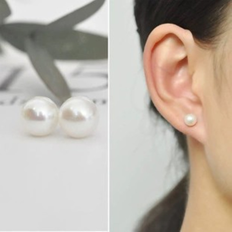 Trendy Alloy Weddings Parties Korean Style Huggie Women Small Bean Silver-Plated Pearl earrings