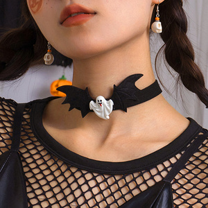 Gothic Halloween Necklace Pumpkin Ghost Pendant Choker Festival Party Cosplay Decoration Fashion Jewelry Accessories Gift Set