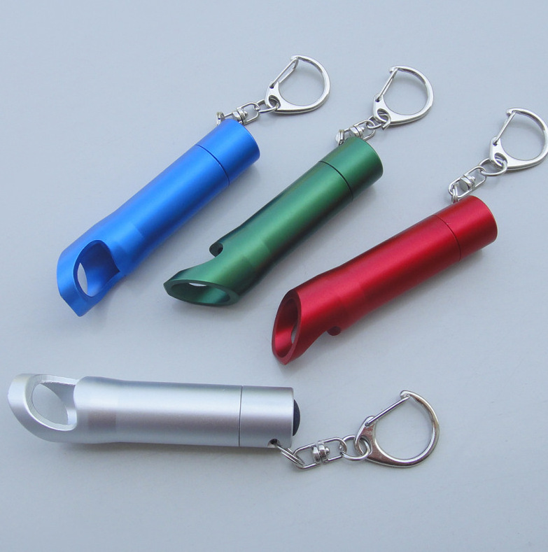 Aluminum Alloy Waterproof Mini Flashlight With Bottle Opener Printed Logo Led Keychain Torch Light