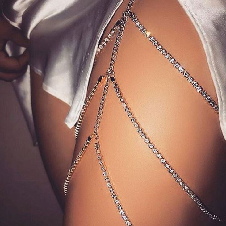 European Hot Sale Fashion Body Chain Single Sexy Diamond Body Chain For Lady