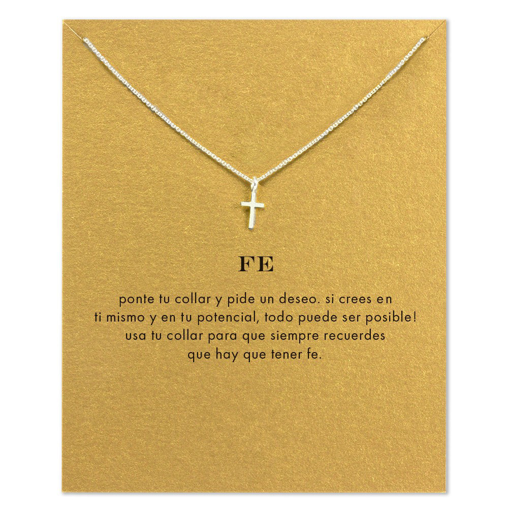 Make A Wish Gift Card Necklace Gold Silver Color Compass Square Pendant Necklace For Women Fashion Jewelry Birthday Gift