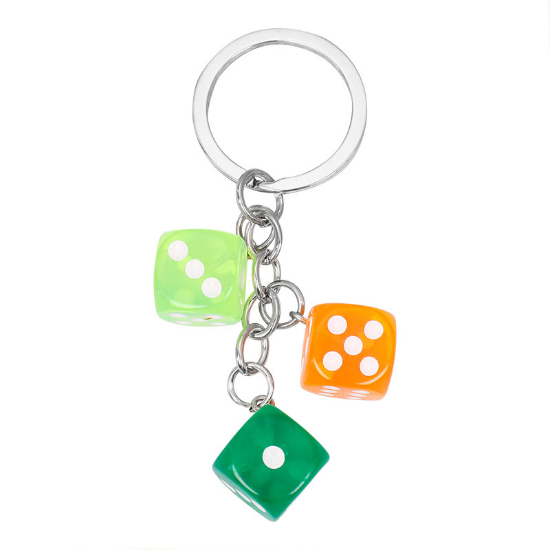 Portable bag Accessory pendant Creative Resin Dice shape Keychain Multi-color dice metal Keychain