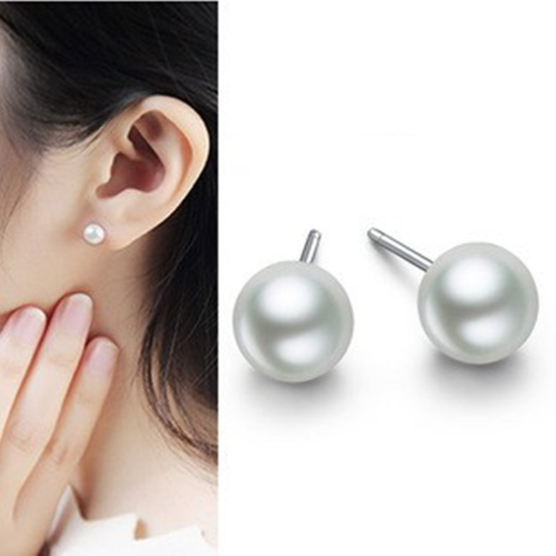 Trendy Alloy Weddings Parties Korean Style Huggie Women Small Bean Silver-Plated Pearl earrings