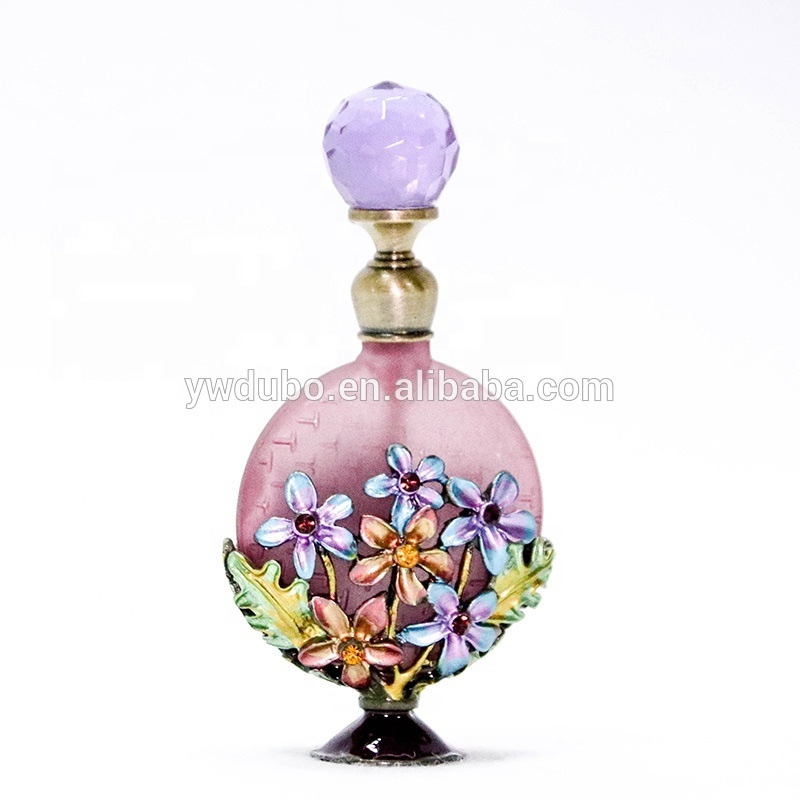 8ml Metal Flower Perfume Bottle Empty Glass Ornament Essential Frosted 0il Refillable Bottle Gift#59037/59036/70023/70022