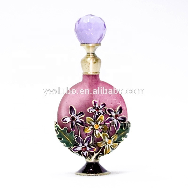 8ml Metal Flower Perfume Bottle Empty Glass Ornament Essential Frosted 0il Refillable Bottle Gift#59037/59036/70023/70022