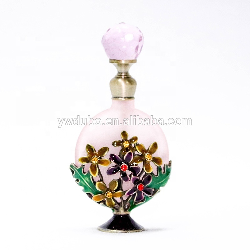 8ml Metal Flower Perfume Bottle Empty Glass Ornament Essential Frosted 0il Refillable Bottle Gift#59037/59036/70023/70022