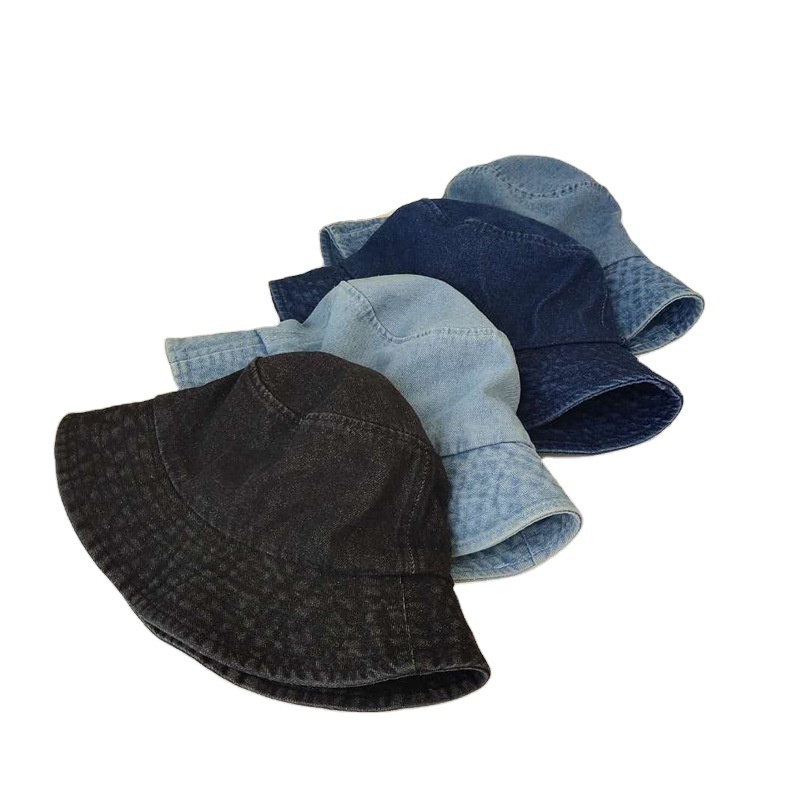 Stock Washed denim Cowboy Cotton Bucket Hat Unisex Cotton Men Women Sun Bucket Hats