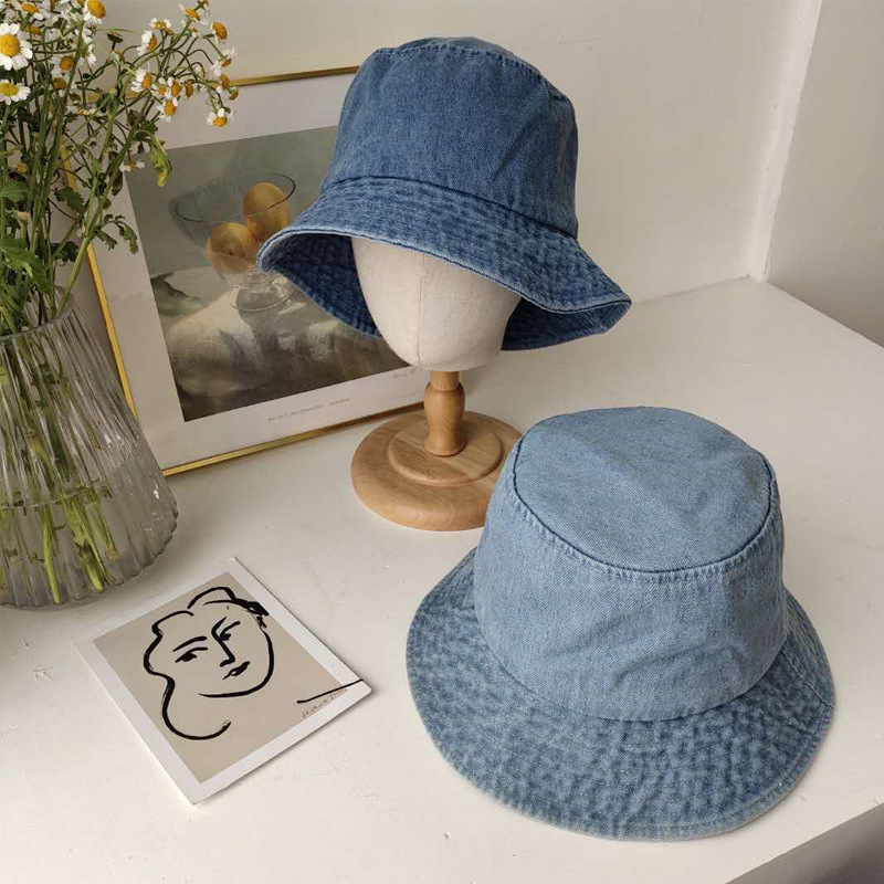 Stock Washed denim Cowboy Cotton Bucket Hat Unisex Cotton Men Women Sun Bucket Hats