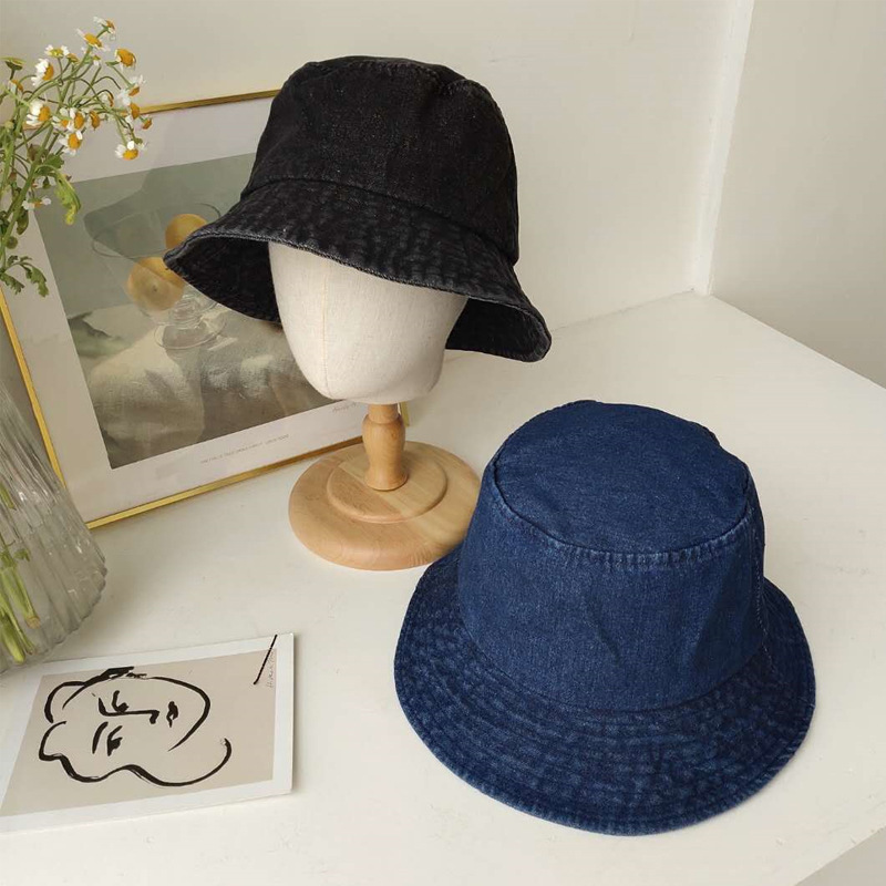 Stock Washed denim Cowboy Cotton Bucket Hat Unisex Cotton Men Women Sun Bucket Hats