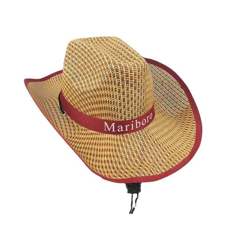 High Quality Basic Fashion Sunshade Straw Cowboy Hat Outdoor Natural Straw Wide Brim Shade Straw Hat