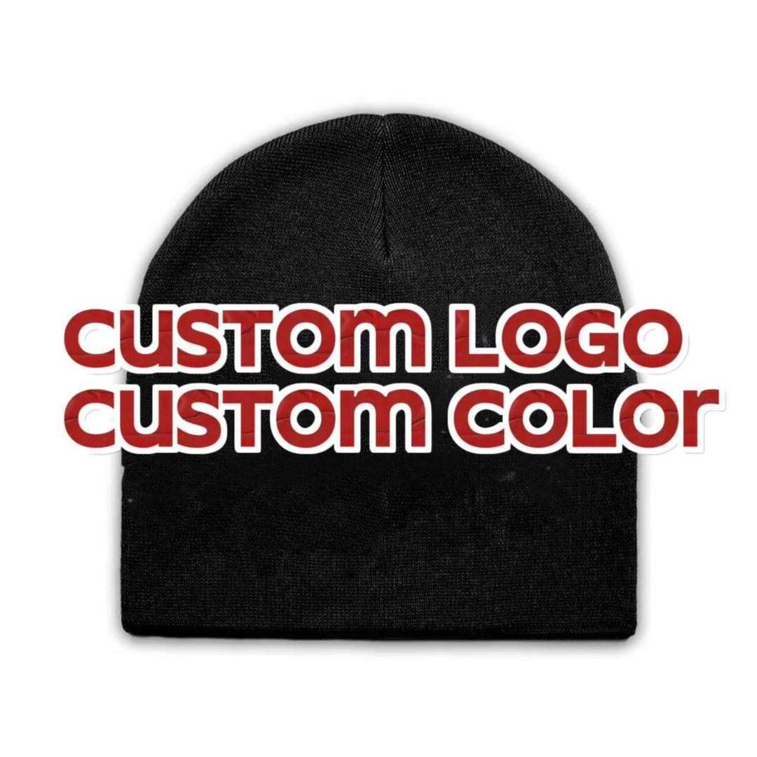 Wholesale Big Logo Man Winter Knitted Beanie Fitted Hats Custom Warm Beanie Hats