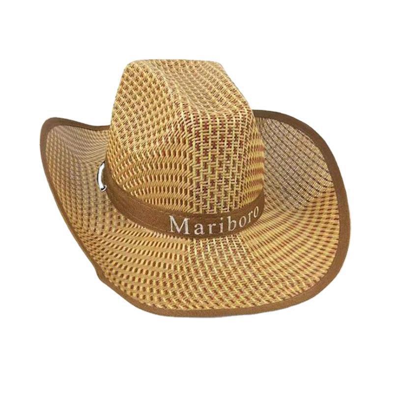 High Quality Basic Fashion Sunshade Straw Cowboy Hat Outdoor Natural Straw Wide Brim Shade Straw Hat