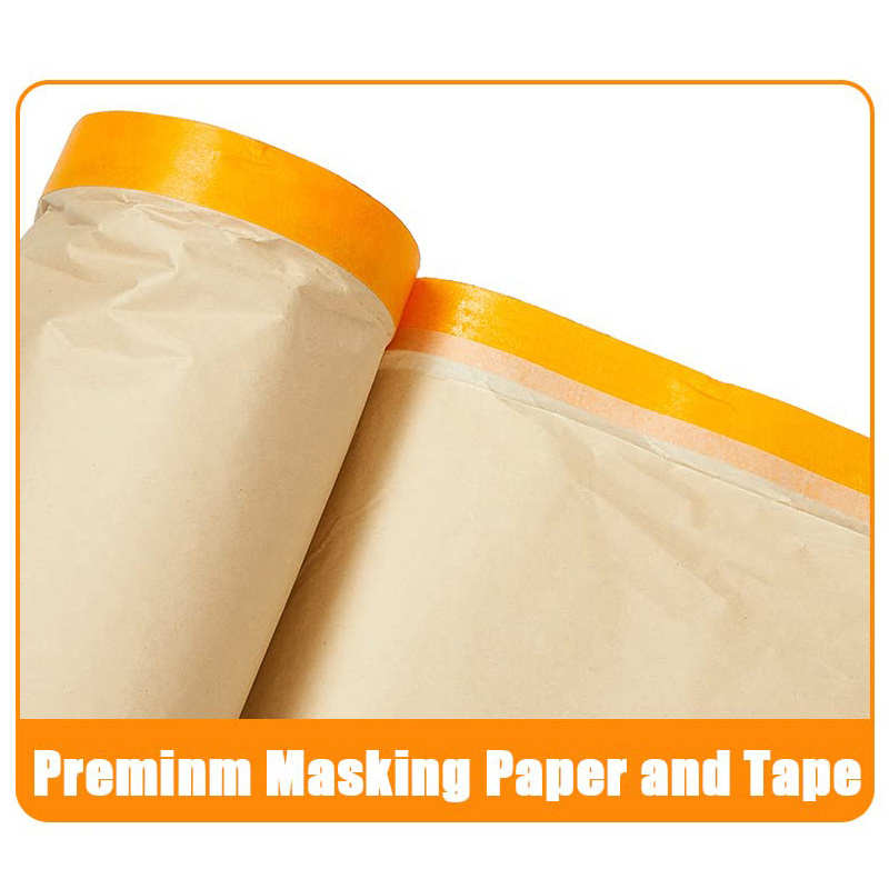 Furniture Protection Covering Paper Paint Tape Assorted Masking Paper for Car and Furniture Floor Kraft Paper Masking Film Tape