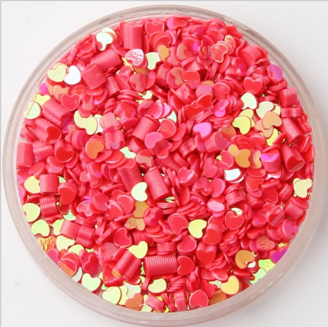 Nail Art 3mm Heart Shape Confetti Nail Art Glitter Sprinkles Charms Stuff for Slime