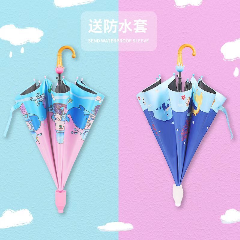 Customized logo cute cartoon animal black glue sunscreen 8-bone umbrella for children