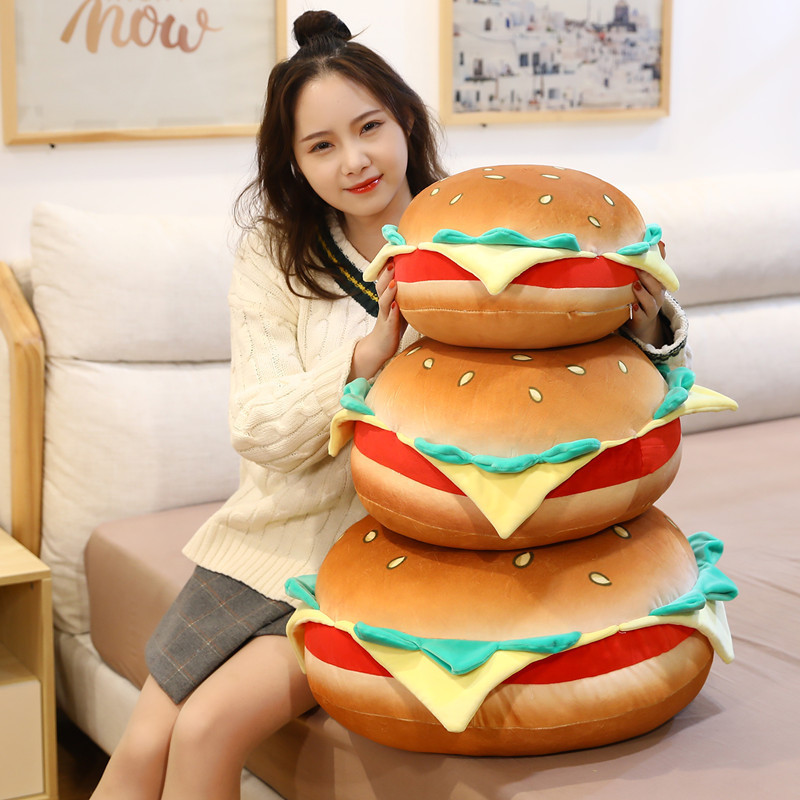 Manufacturer Custom Logo Realistic Burger Pillow Food Styling Plush Toy Cushion Girl Gift