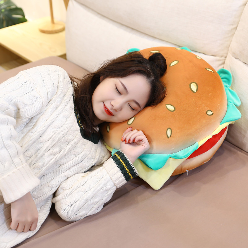 Manufacturer Custom Logo Realistic Burger Pillow Food Styling Plush Toy Cushion Girl Gift