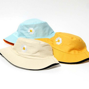 Summer Daisies Bucket Hat Women Men Cotton Fashion Sad Boy Hat Girls Double-Sided daisy Bob Sun Femme Floral Panama Hat