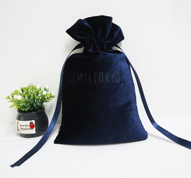 Custom High Quality  Velvet Perfume Packing Fabric Drawstring Bag