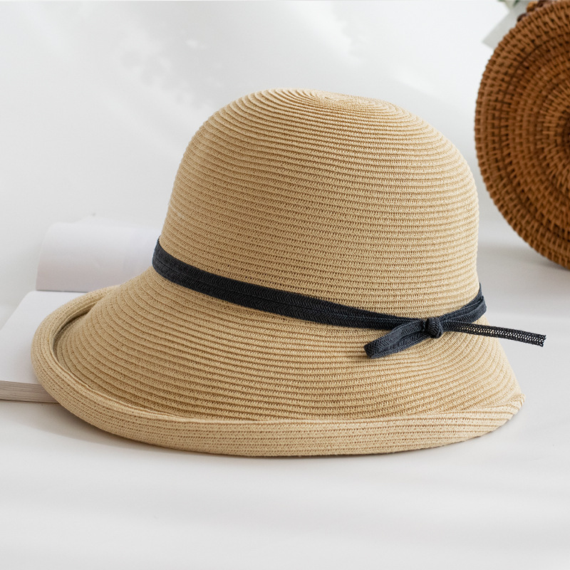 Wholesale High Quality Custom Design Sun Protection Women Straw Hat Summer Bucket Hat Wide Brim Foldable Beach Sun Hat