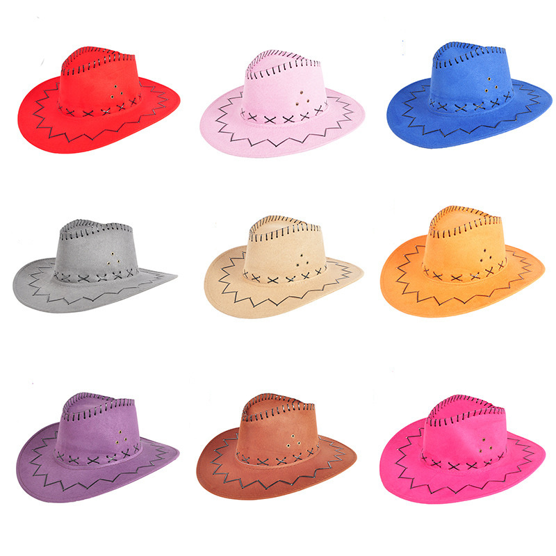 Cowboy Hat Suede Look Wild West Fancy Dress Men Ladies Cowgirl Unisex Hat Newest