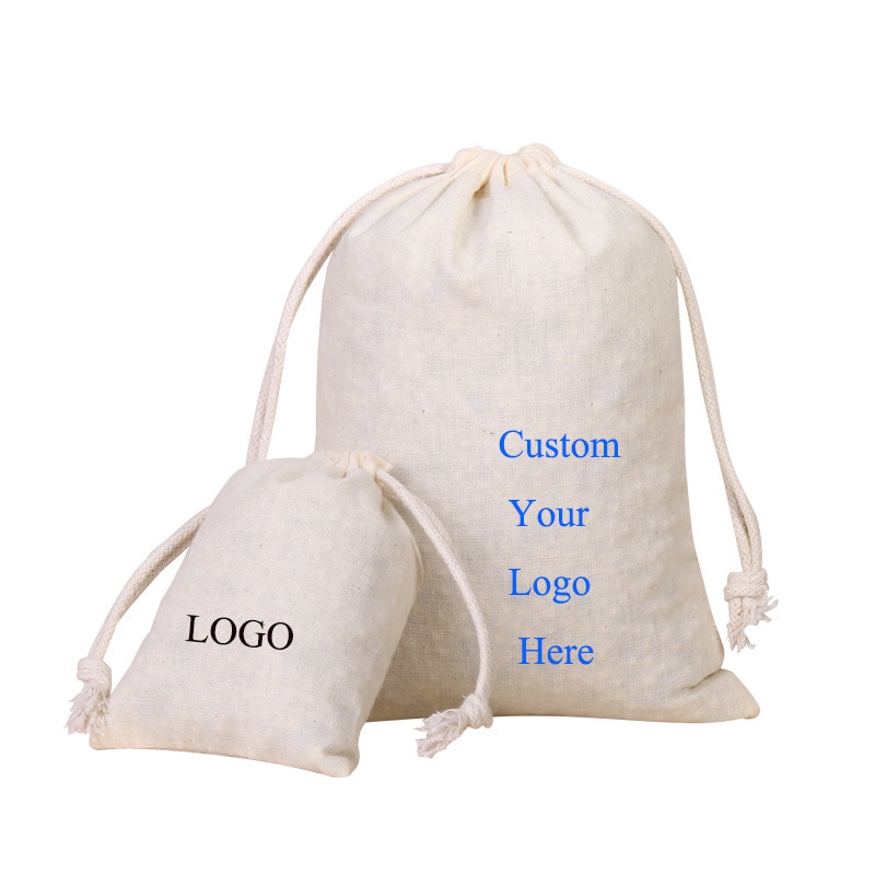 High Quality 15*20cm Cotton Linen Drawstring Candle Bag Candle Pouch Natural Cotton Muslin Gift Cosmetic Dust Bag