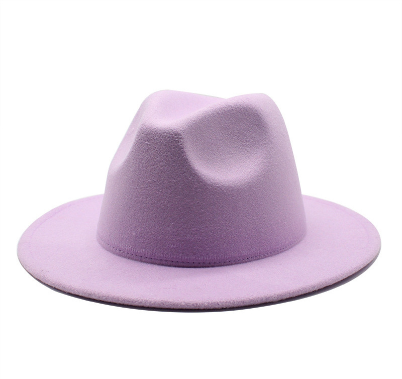 Custom Spring Elegant Party Unisex Pink Wide Brim Hard Flat Australian Fedora Felt Hat