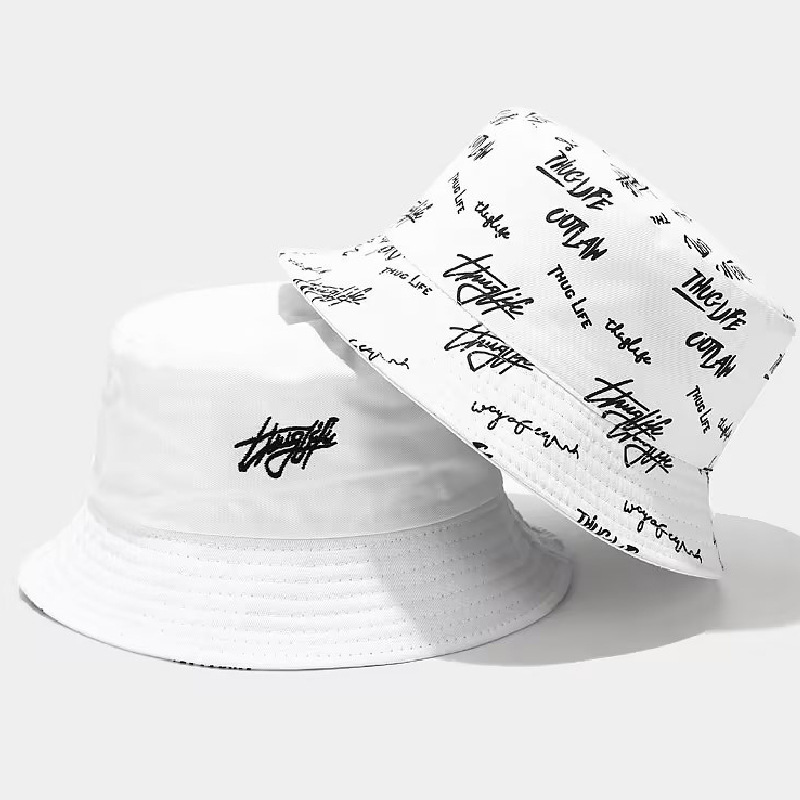 Wholesale Designer Reversible Double Sided Women Cotton Printed Sublimation Embroidery Logo Bucket Hats