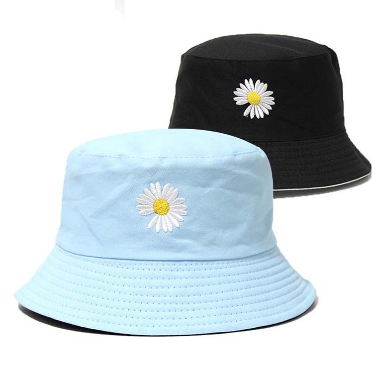 Summer Daisies Bucket Hat Women Men Cotton Fashion Sad Boy Hat Girls Double-Sided daisy Bob Sun Femme Floral Panama Hat