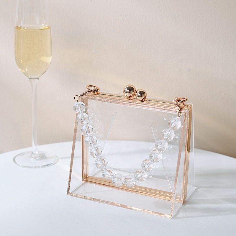 NEW Design Fashion Women's Acrylic Transparent handle chain Clutch bag Evening Bag for Gift