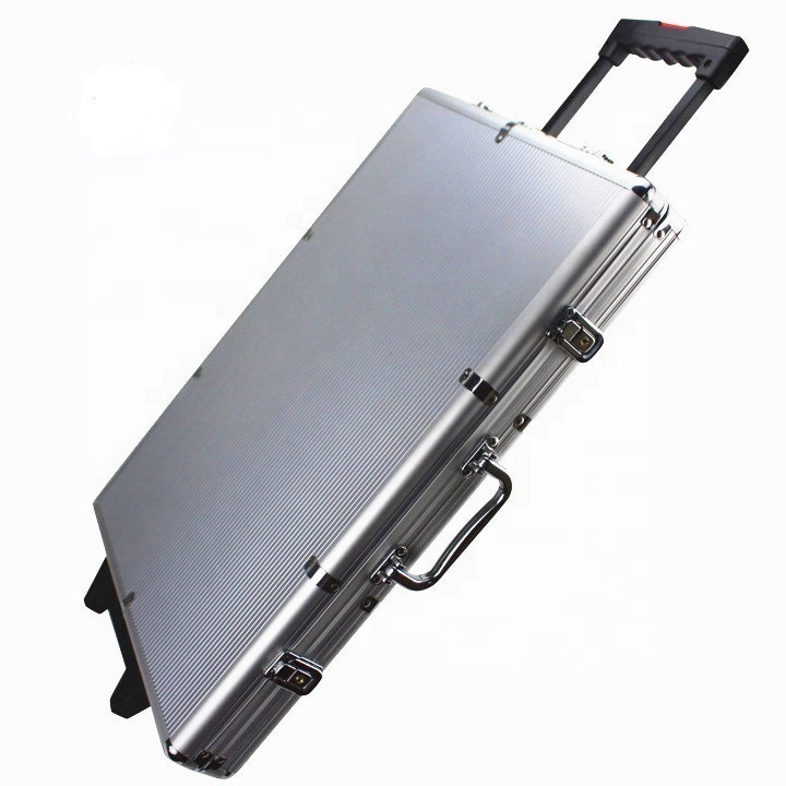 WETRUST   Empty Silver rolling Aluminum box 1000 chip Poker Trolley Case Poker / Casino Supplies/ Poker Chip Case