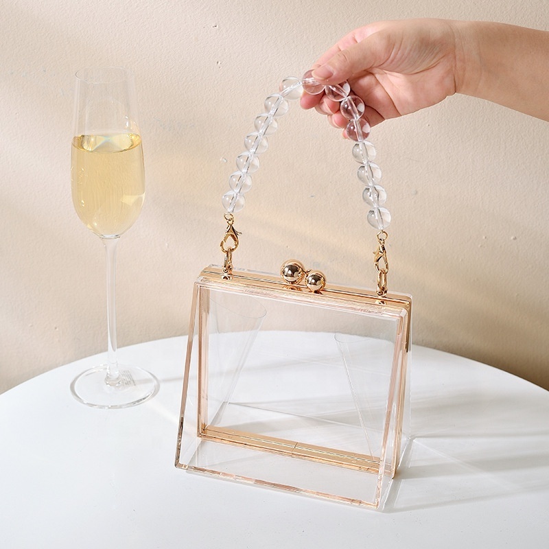 NEW Design Fashion Women's Acrylic Transparent handle chain Clutch bag Evening Bag for Gift