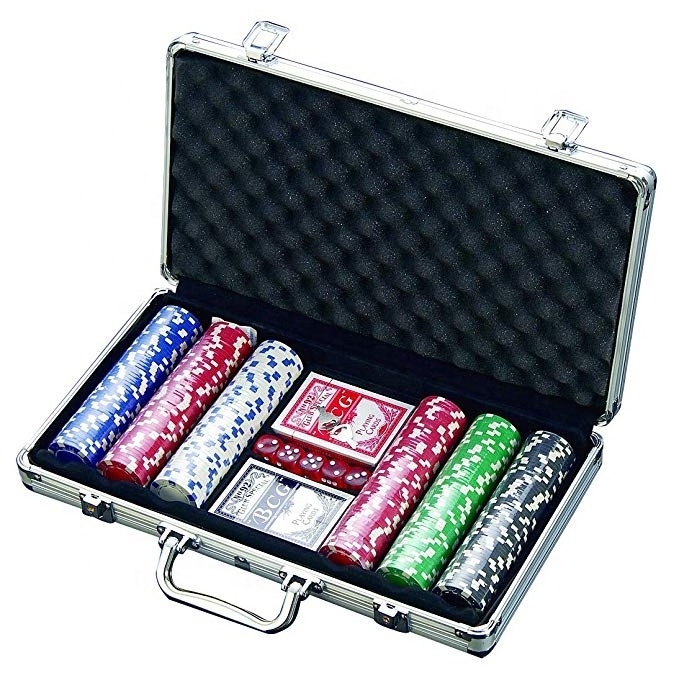 300 Chip Dice Style Poker Set Aluminum chip poker Case gun box Guitar bag case